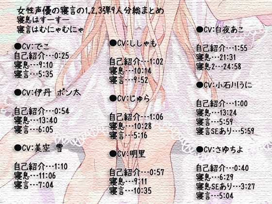 女性声優の寝言の1,2,3弾 9人分総まとめ の表紙