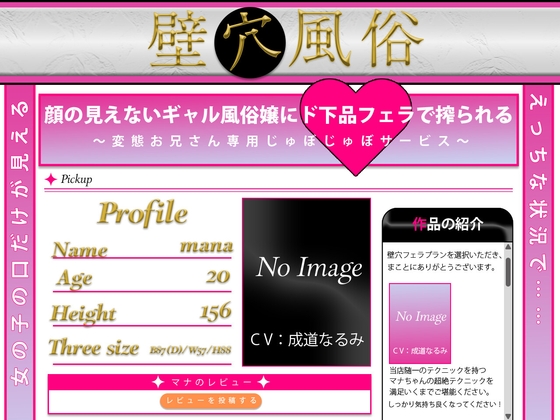 【壁穴風俗】顔の見えないギャル風俗嬢にド下品フェラで搾られる ～変態お兄さん専用じゅぼじゅぼサービス～ の表紙
