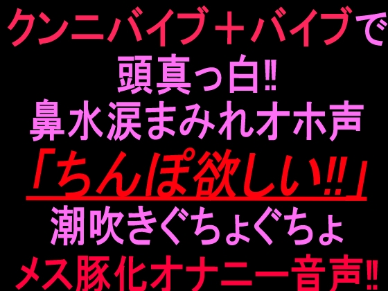 クンニバイブ+バイブで頭真っ白‼︎鼻水涙まみれオホ声「ちんぽ欲しい!!」潮吹きぐちょぐちょメス豚化オナニー音声‼︎ の表紙