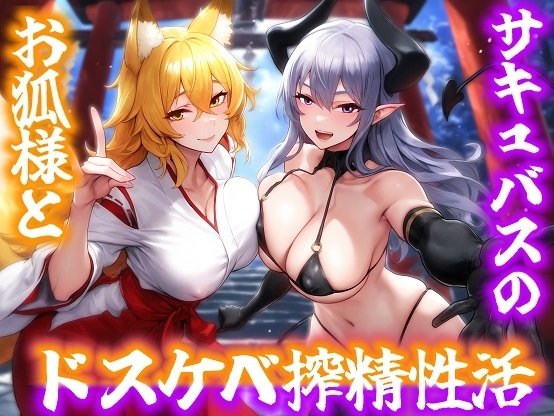 【100分超】お狐様とサキュバスのドスケベ搾精性活 の表紙
