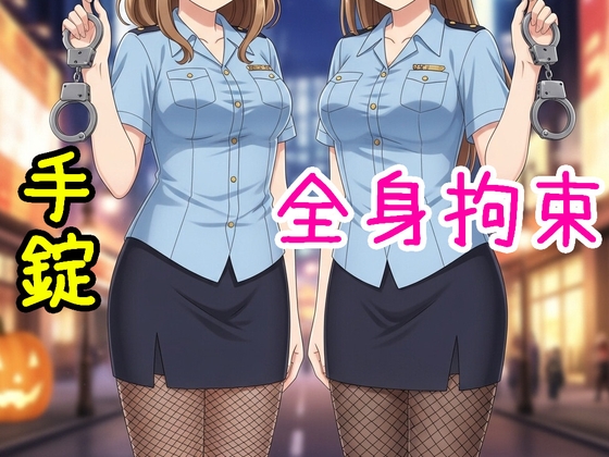 ハロウィンの夜ポリスコスのJK2人に拘束され、最後は包帯で…♡【手錠/猿轡/くすぐり/ドM向け】 の表紙