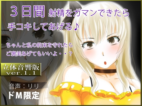 立体音響♪3日間射精をガマンできたら手コキしてあげる♪ の表紙