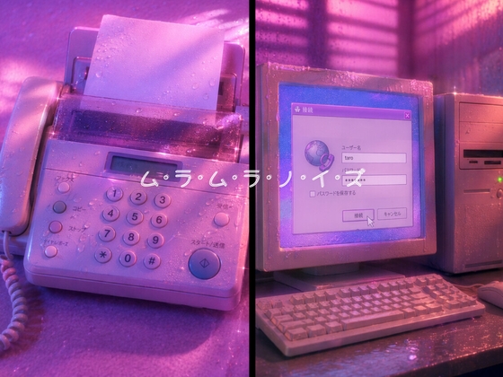 【1時間耐久】ノイズコラージュASMR ム・ラ・ム・ラ・ノ・イ・ズ ～ あの頃のモデム・FAX・そしてピポパな音 ～ の表紙