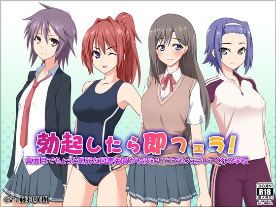 勃起したら即フェラ!真面目でちょっと気弱な図書委員が校内でいつでもフェラしてくれる学校 の表紙